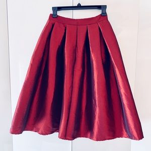 Deep Red Ball Gown Pleated Skirt